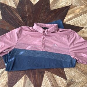 Travis Mathew Pink and Blue Polo Shirt